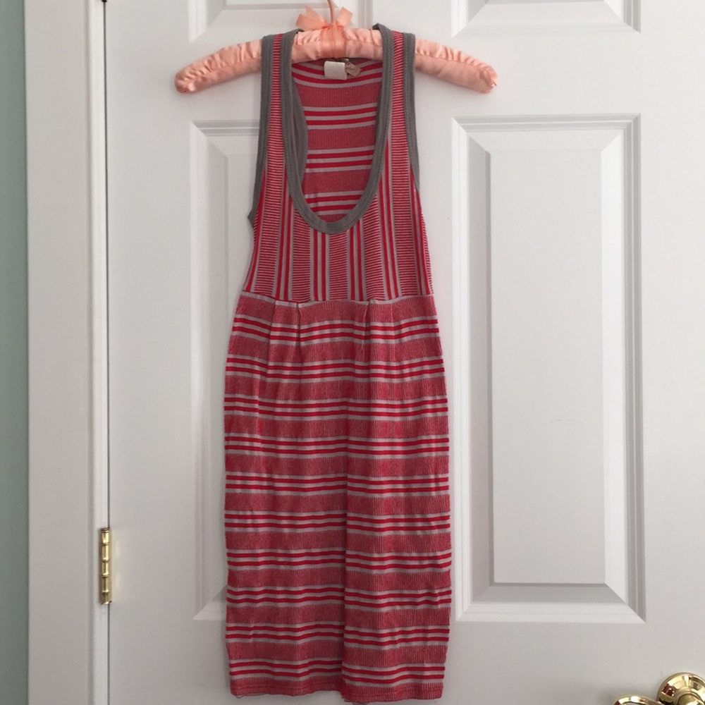 Racerback stretch knit dress or jumper w/pockets